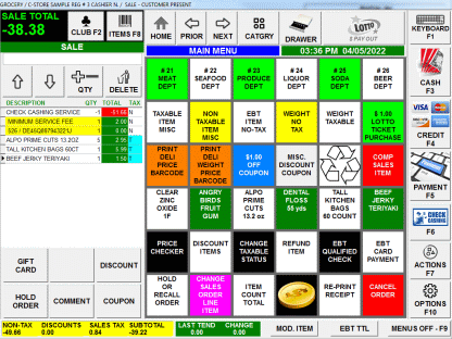 Plexis POS Check Cashing Screen, click for larger image.